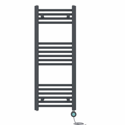 Right Radiators Prefilled Thermostatic WiFi Electric Heated Towel Rail Straight Bathroom Ladder Warmer - Anthracite 1000x400 mm