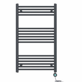 Right Radiators Prefilled Thermostatic WiFi Electric Heated Towel Rail Straight Bathroom Ladder Warmer - Anthracite 1000x600 mm