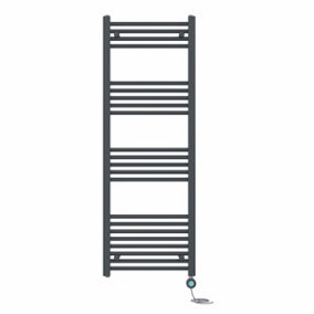 Right Radiators Prefilled Thermostatic WiFi Electric Heated Towel Rail Straight Bathroom Ladder Warmer - Anthracite 1400x500 mm