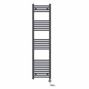 Right Radiators Prefilled Thermostatic WiFi Electric Heated Towel Rail Straight Bathroom Ladder Warmer - Anthracite 1600x400 mm