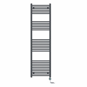 Right Radiators Prefilled Thermostatic WiFi Electric Heated Towel Rail Straight Bathroom Ladder Warmer - Anthracite 1800x500 mm