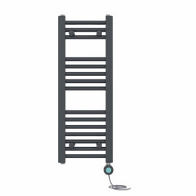 Right Radiators Prefilled Thermostatic WiFi Electric Heated Towel Rail Straight Bathroom Ladder Warmer - Anthracite 800x300 mm
