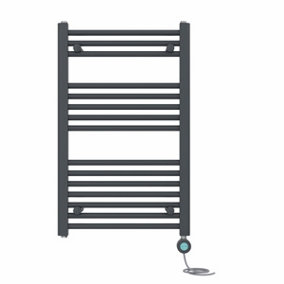 Right Radiators Prefilled Thermostatic WiFi Electric Heated Towel Rail Straight Bathroom Ladder Warmer - Anthracite 800x500 mm