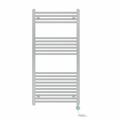 Right Radiators Prefilled Thermostatic WiFi Electric Heated Towel Rail Straight Bathroom Ladder Warmer - Chrome 1200x600 mm