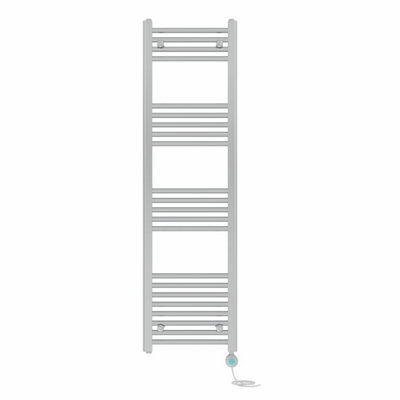 Right Radiators Prefilled Thermostatic WiFi Electric Heated Towel Rail Straight Bathroom Ladder Warmer - Chrome 1400x400 mm