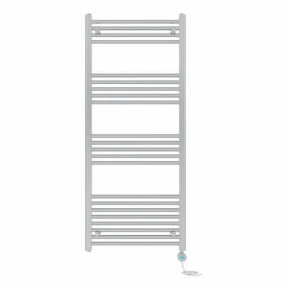 Right Radiators Prefilled Thermostatic WiFi Electric Heated Towel Rail Straight Bathroom Ladder Warmer - Chrome 1400x600 mm