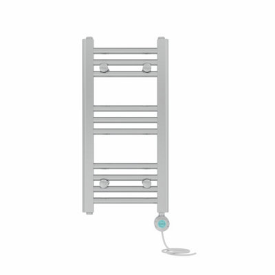 Right Radiators Prefilled Thermostatic WiFi Electric Heated Towel Rail Straight Bathroom Ladder Warmer - Chrome 600x300 mm