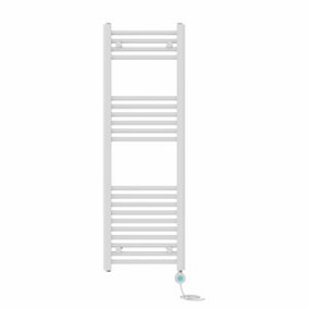 Right Radiators Prefilled Thermostatic WiFi Electric Heated Towel Rail Straight Bathroom Ladder Warmer - White 1200x400 mm