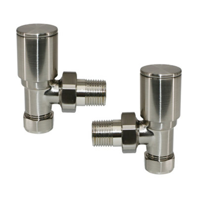 Right Radiators Radiator Valve 15mm Manual Angled Valves One Pair Satin Nickel