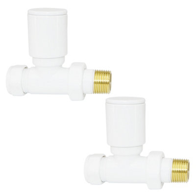 Right Radiators Radiator Valve 15mm Manual Straight Valves One Pair White