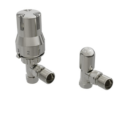 Right Radiators Satin Nickel Angled TRV Thermostatic Radiator Valve and ...