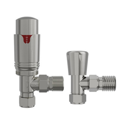 Right Radiators Satin Nickel Angled TRV Thermostatic Radiator valve ...