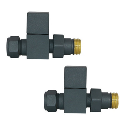 Right Radiators Square Towel Rail Straight Anthracite Radiator Valves Central Heating Taps 15 mm (Pair)