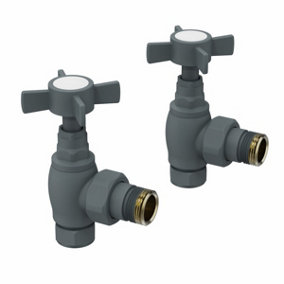 Right Radiators Towel Radiator Rail Valves Anthracite Angled Central Heating Taps 15mm (Pair)