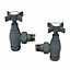 Right Radiators Towel Radiator Rail Valves Anthracite Angled Central Heating Taps 15mm (Pair)
