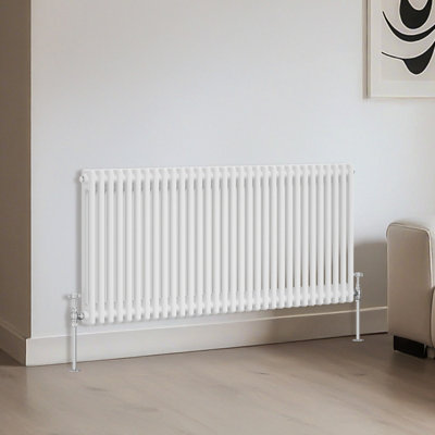 NRG 600 X 1460mm Traditional Black Horizontal Cast Iron Style Radiator Double Panel