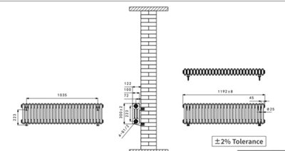 Right Radiators Traditional 3 Column Radiator Horizontal Heating Cast ...