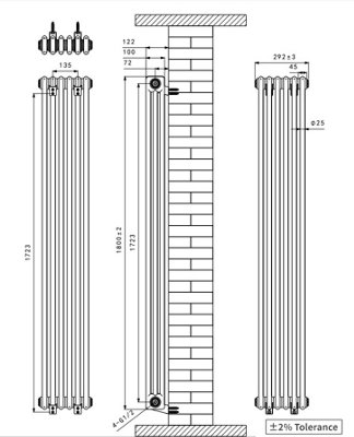 Right Radiators Traditional 3 Column Radiator Vertical Heating Cast ...
