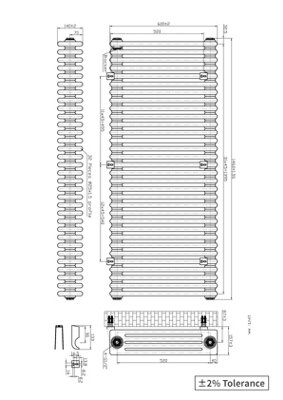 Right Radiators Traditional 4 Column Radiator Horizontal Heating Cast ...