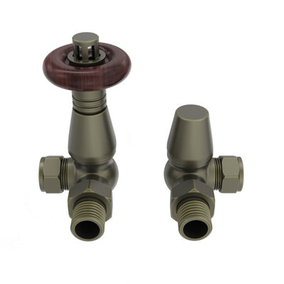 Right Radiators Traditional Thermostatic Antique Brass TRV & Lockshield ...