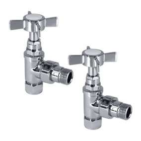 Right Radiators Traditional Towel Radiator Valves Angled Chrome Central Heating Taps 15mm (Pair)