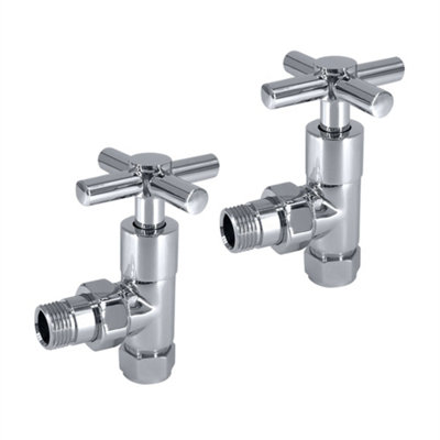 Right Radiators Traditional Towel Rail Radiator Valves Angled Chrome Central Heating Taps 15mm (Pair)