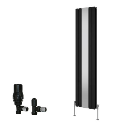 Right Radiators Vertical Double Flat Panel Radiator with Mirror Black ...