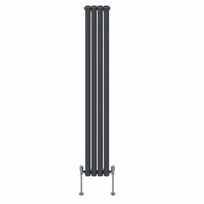 Vertical Designer Oval Column Radiator 1600x354mm Double White & Anthr
