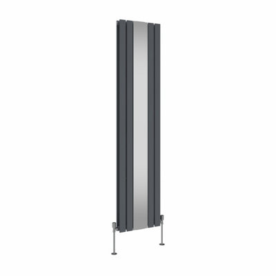 Right Radiators Vertical Radiator Double Flat Panel Central Heating Radiator with Mirror Anthracite 1800 x 417mm