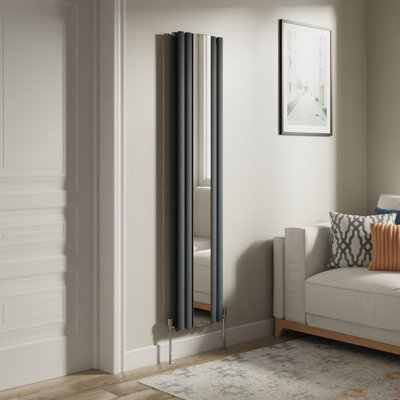 Right Radiators Vertical Radiator Double Oval Column Central Heating Radiator with Mirror Anthracite 1800 x 380mm Price Comparisons | Compare The Build