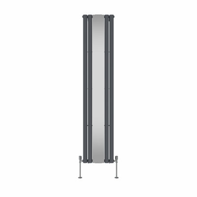 Right Radiators Vertical Radiator Double Oval Column Central Heating Radiator with Mirror Anthracite 1800 x 380mm