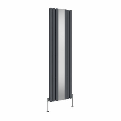 Right Radiators Vertical Radiator Double Oval Column Central Heating Radiator with Mirror Anthracite 1800 x 500mm