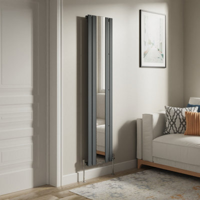 Right Radiators Vertical Radiator Single Flat Panel Central Heating Radiator with Mirror Anthracite 1800 x 417mm Price Comparisons | Compare The Build