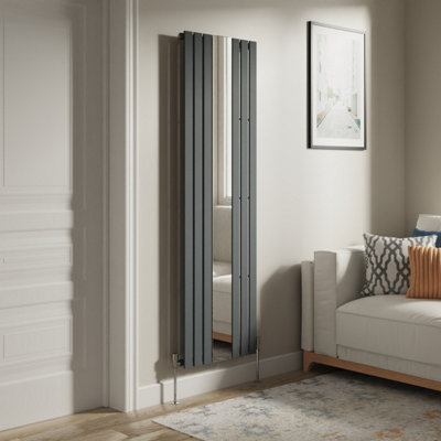 Right Radiators Vertical Radiator Single Flat Panel Central Heating Radiator with Mirror Anthracite 1800 x 553mm Price Comparisons | Compare The Build