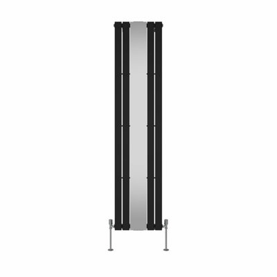 Right Radiators Vertical Radiator Single Flat Panel Central Heating Radiator with Mirror Black 1800 x 417mm