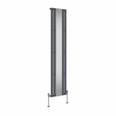 Right Radiators Vertical Radiator Single Oval Column Central Heating Radiator with Mirror Anthracite 1800 x 380mm