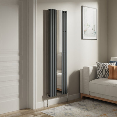 Right Radiators Vertical Radiator Single Oval Column Central Heating Radiator with Mirror Anthracite 1800 x 500mm Price Comparisons | Compare The Build