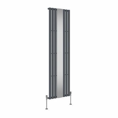 Right Radiators Vertical Radiator Single Oval Column Central Heating Radiator with Mirror Anthracite 1800 x 500mm