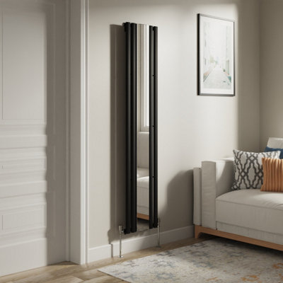 Right Radiators Vertical Radiator Single Oval Column Central Heating Radiator with Mirror Black 1800 x 380mm Price Comparisons | Compare The Build
