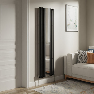 Right Radiators Vertical Radiator Single Oval Column Central Heating Radiator with Mirror Black 1800 x 500mm Price Comparisons | Compare The Build