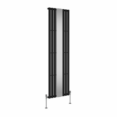 Right Radiators Vertical Radiator Single Oval Column Central Heating Radiator with Mirror Black 1800 x 500mm