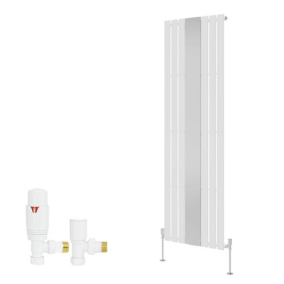 Right Radiators Vertical Single Flat Panel Radiator with Mirror White ...