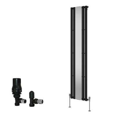 Right Radiators Vertical Single Oval Column Radiator with Mirror Black ...