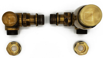 Right Version with Copper (Cu) Connectors Antique Brass Thermostatic ...