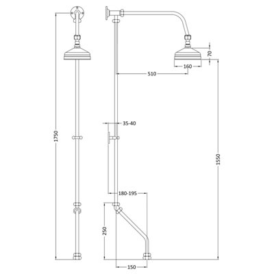 Rigid Riser Kit with Swivel Spout    - Chrome