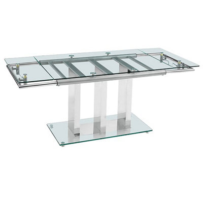 Rihanna Extending Clear Glass Dining Table With Chrome Supports | DIY ...