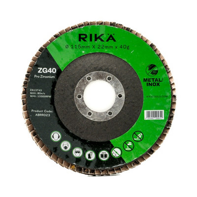 RIKA Flap Disc 115mm x 22mm x 40g Pro Zirconium For Trade & DIY Metal ...