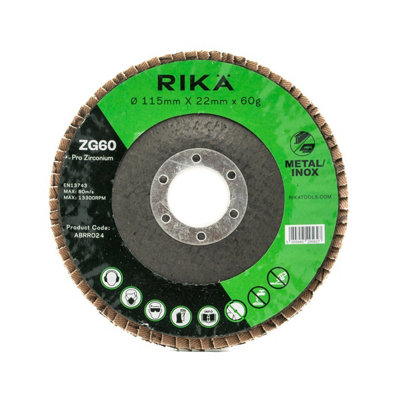 RIKA Flap Disc 115mm x 22mm x 60g Pro Zirconium For Trade & DIY Metal ...