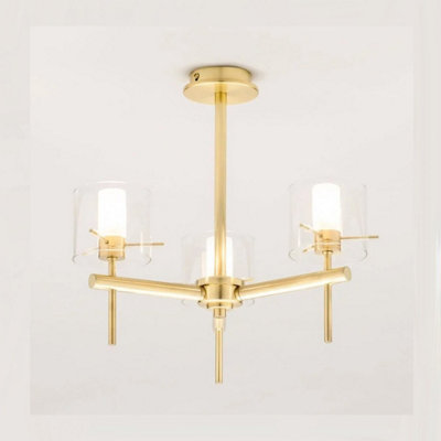 RILEY - CGC Satin Brass & Glass Cylinder Ceiling Light