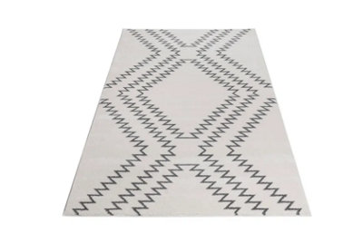Riley Large Zig Zag Living Room Rug 200 X 290Cm - Cream / Grey - Large